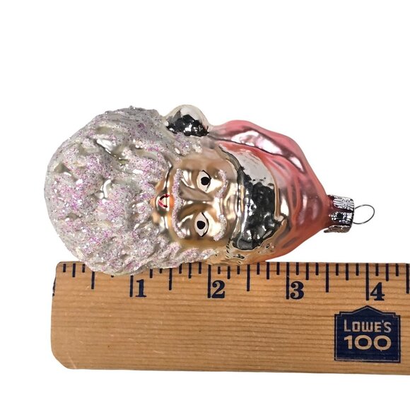 Vintage Ornament Czech Santa Claus Glass Christmas Mercury Glitter Beard Pink - Picture 7 of 7